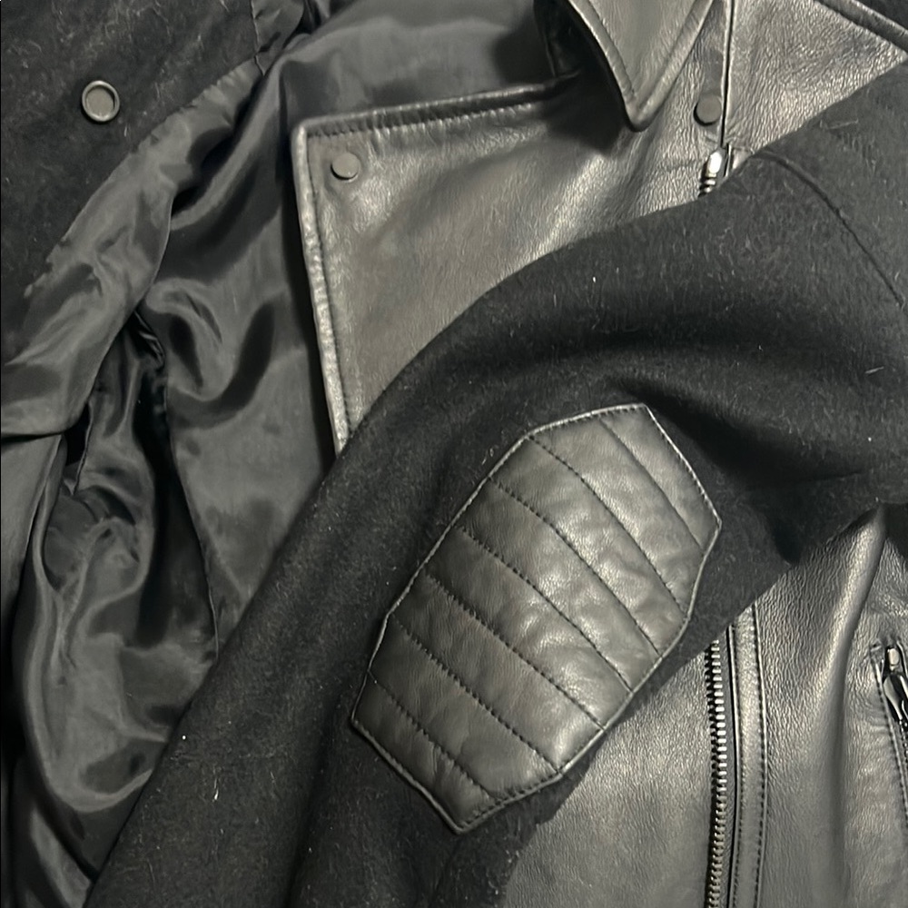 Vince Women's Black Leather and Wool Jacket - Picture 6 of 6